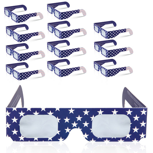 Solar Eclipse Glasses - Paper Solar Eclipse Glasses CE and ISO Certified Safe Shades for Direct Sun Viewing，American Flag