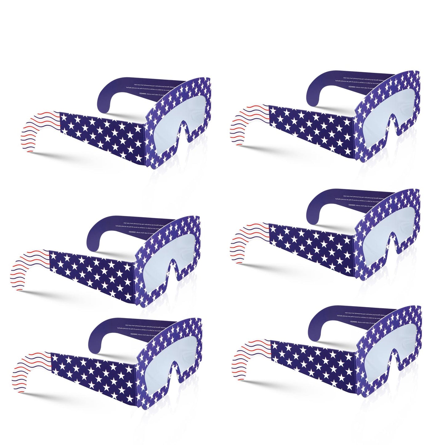 6 Packs Paper Solar Eclipse Glasses -CE and ISO Certified Safe Shades for Direct Sun Viewing - NASA-APPROVED(American Flag))
